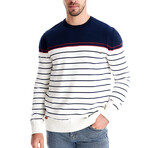 Blocked + Striped Sweater // Navy Blue (M)