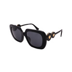 Versace // VE4434F GB1/87 Women´s Square Sunglasses // Black Gold + Dark Grey