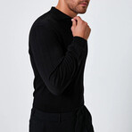 V-Neck Solid Sweater // Black (L)