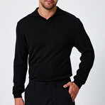 V-Neck Solid Sweater // Black (L)