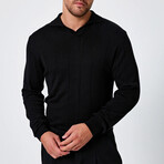 V-Neck Solid Sweater // Black (L)