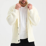 Button Up Ripped Cardigan // White (XL)