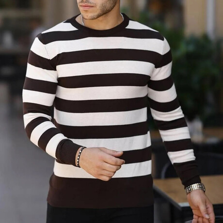 Crewneck Striped Sweater // Black + White (S)