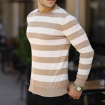 Crewneck Striped Sweater // Beige + White (S)