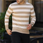 Crewneck Striped Sweater // Beige + White (S)