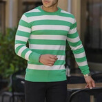 Crewneck Striped Sweater // Green + White (L)