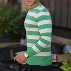 Crewneck Striped Sweater // Green + White (L)