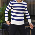 Crewneck Striped Sweater // Navy Blue (S)