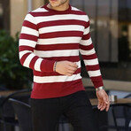 Crewneck Striped Sweater // Burgundy + White (S)