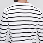 Crewneck Fine Line Striped Sweater // White + Black (XL)