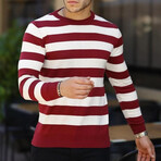 Crewneck Striped Sweater // Burgundy + White (S)