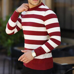 Crewneck Striped Sweater // Burgundy + White (S)