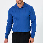 Polo Neck Striped Sweater // Sax Blue (2XL)