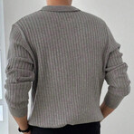 Polo Neck Ribbed Knit Sweater // Light Gray (L)