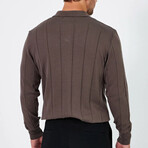 Polo NeckStriped Sweater // Brown (XL)