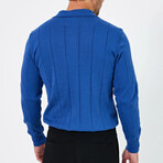 Polo Neck Striped Sweater // Sax Blue (2XL)