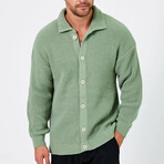 Button Up Ripped Cardigan // Light Green (S)