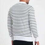 Polo Neck Fine Line Striped Sweater // Black + White (S)