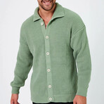 Button Up Ripped Cardigan // Light Green (S)