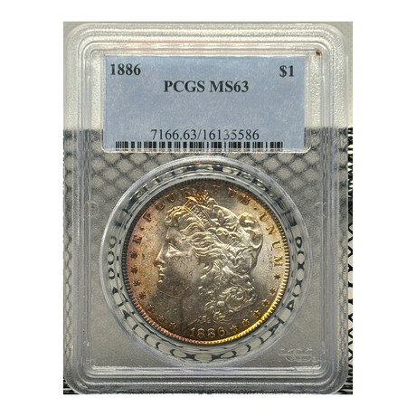 1886 P Morgan Dollar TONING PCGS MS 63 # 586