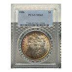 1886 P Morgan Dollar TONING PCGS MS 63 # 586