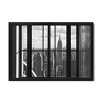 Manhattan Skyline With Empire State Building In Black And White, New York City, Usa Premium Framed Posters (16"H x 24"W x 1"D)