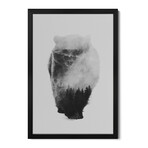 Approaching Bear in B&W Premium Framed Posters (24"H x 16"W x 1"D)