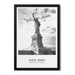 New York Statue Of Liberty Black And White Premium Framed Posters (24"H x 16"W x 1"D)