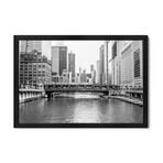 BW Chicago River View Premium Framed Posters (16"H x 24"W x 1"D)