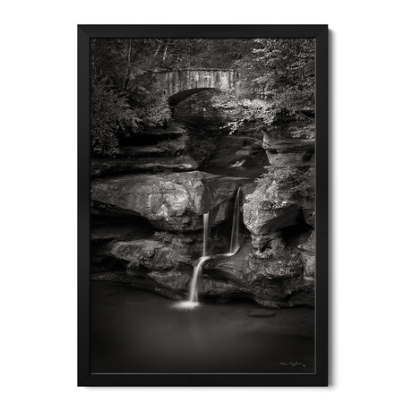 Upper Falls Old Mans Cave BW Premium Framed Posters (24"H x 16"W x 1"D)