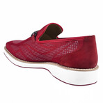 Powerball // Tuxedo Canvas Textile And Suede Leather Slip-On Shoes // Red (US: 9.5)