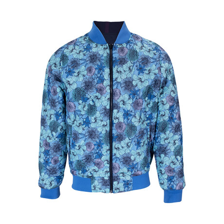 Ron Hibiscus Garden Reversible Bomber Jacket // Navy Blue (EU S/US XS)