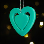 Glowing Heart Ornament // Pack of 3 // Aqua