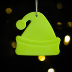 Shining Santa Hat Ornament // Pack of 3 // Green