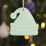 Shining Santa Hat Ornament // Pack of 3 // Aqua