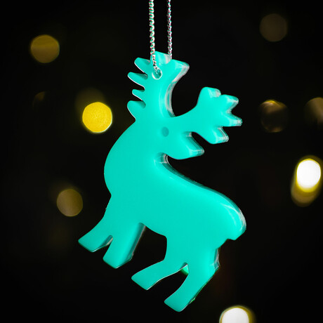 Radiant Reindeer Ornament // Pack of 3 // Aqua