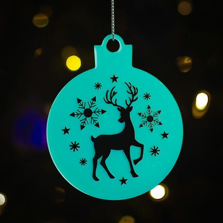 Starlit Reindeer Ornament // Pack of 3 // Aqua