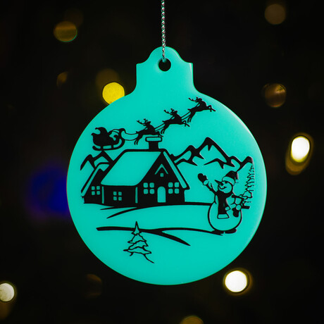 Glowing North Pole Ornament // Pack of 3 // Aqua