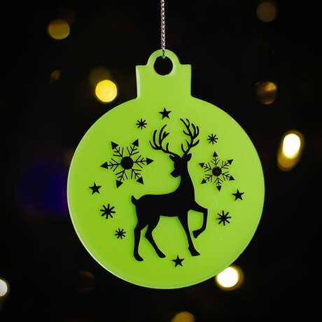 Starlit Reindeer Ornament // Pack of 3 // Green