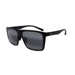 Maui Jim // Men's // 455-02 Honokalani Square Sunglasses // Matte Black + Grey Polarized