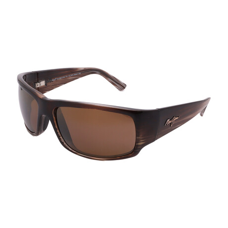 Maui Jim // Men's // H266-01 WorldCup Square Sunglasses // Brown Stripe + Brown Polarized