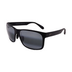 Maui Jim // Men's // H432-2M Red Sands Square Sunglasses // Matte Black + Grey Mirror Polarized