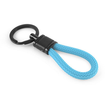 Gunmetal Stainless Steel // Rubber Keychain // Blue