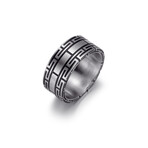 Silver IP Stainless Steel Brushed Polished Black // 7mm Ring (13)