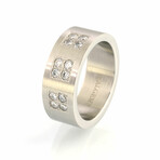Stainless Steel Bolt Pattern Ring // White // Zirconia (11)