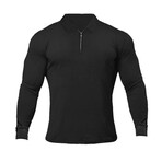 Form Fitting Long Sleeve Polo Shirt // Black (XS)