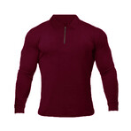 Form Fitting Long Sleeve Polo Shirt // Burgundy (XS)