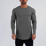 Crewneck Long Sleeve Curved Hem T-Shirt // Dark Gray (L)