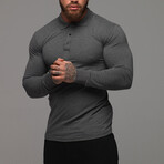 Form Fitting Longsleeve Henley Shirt // Dark Gray (XS)