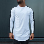 Form Fitting Striped Longsleeves Crewneck T-Shirt // White + Black (M)